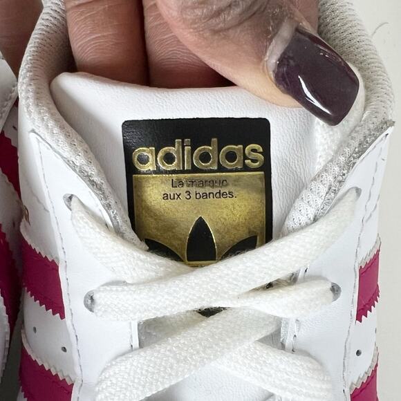 Adidas Superstar Foundation J B23644 White Pink Buzz Sneakers Womens Size 7 - Picture 13 of 16